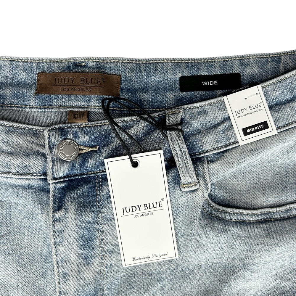 JUDY BLUE Jeans sz 16W Coconut Sugar Straight Leg Release Hem Mid Rise Denim NWT - Picture 7 of 9
